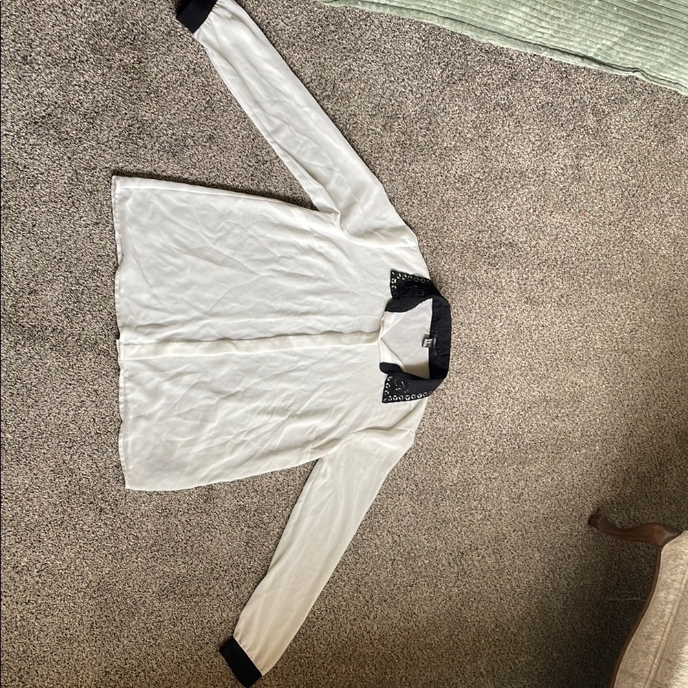 Forever 21 White Blouse with Black Accents